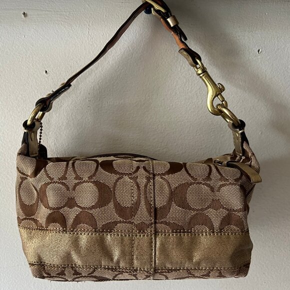VINTAGE Y2K COACH 40024 MINI POUCH SIGNATURE TOP HANDLE BAG - Picture 1 of 7